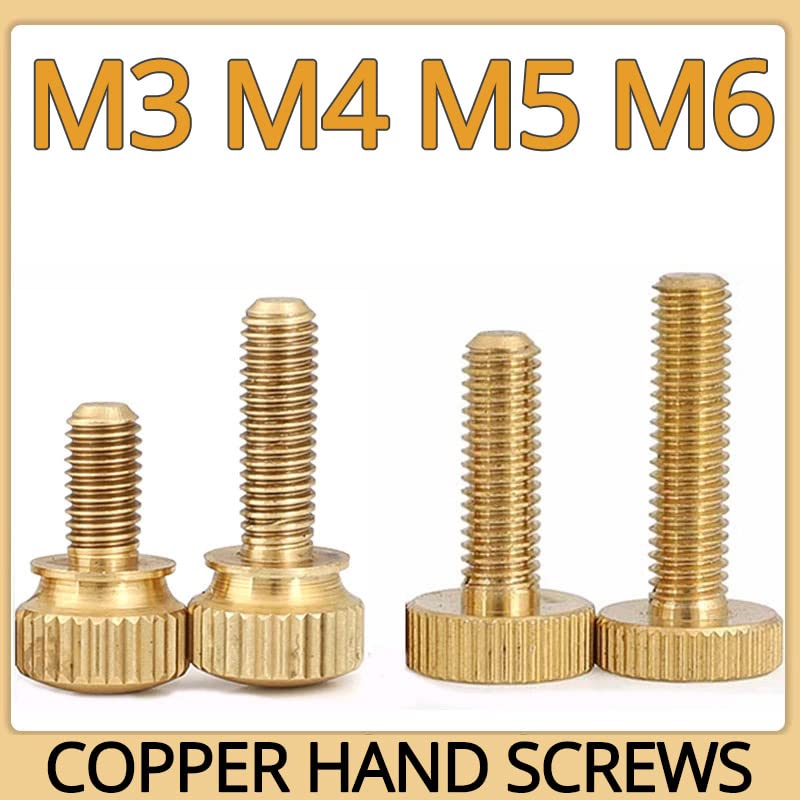 M3 M4 M5 M6 Brass Knurled Thumb Bolt Flat Head Hand Screw Copper Manual Length 4/5 / 6/8 / 10/12 / 14/16 / 25 - (Size: M5, Length: 20mm(5pcs), Color: High head)