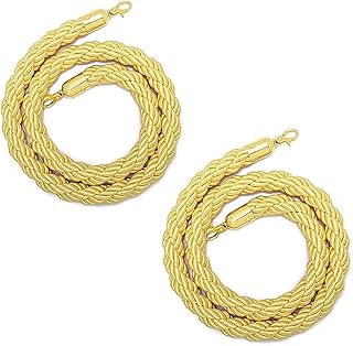 ZLLYOE Cuerda trenzada con ganchos dorados, 2 cuerdas de seguridad para control de multitudes, divisor de soporte para interiores y exteriores (tamaño: 120 cm, color: amarillo)