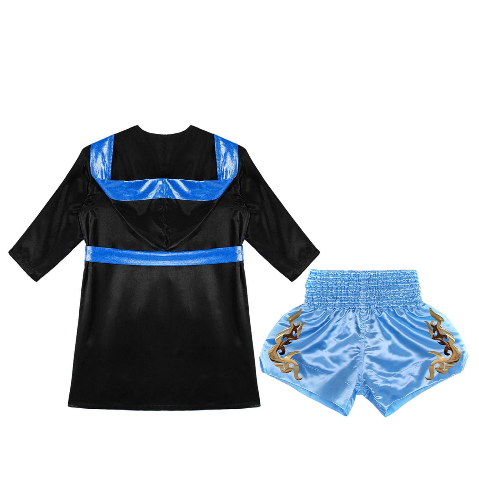 Runhomal Dziecięcy chłopiec zestaw Muay Thai boks strój z szortami MMA szlafrok bojowy Muay Thai kick boks 5-16 lat