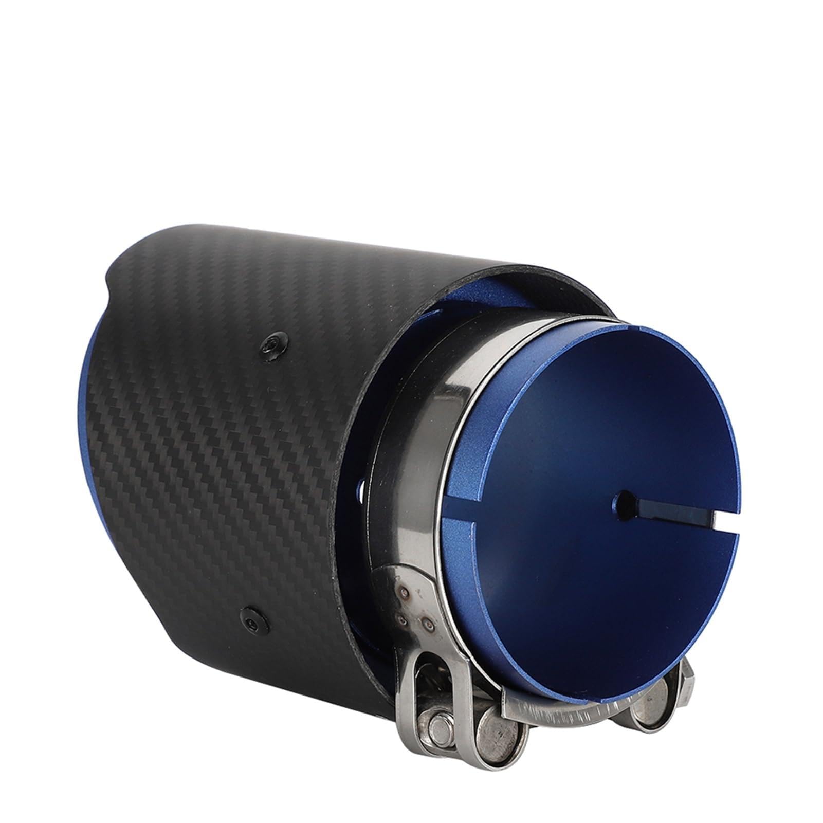 Końcówka Wydechu, Fydun Wlot 80mm Wylot 101mm Włókno Węglowe Ogon Gardło Prostostronne Końcówka Rury Wydechowej(Niebieski)
