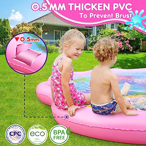 Splash Pad, Upgraded 79.9" Mermaid Splash Pad For Dog Outside Sprinkler Pad Water Toys Fun For Kid & Toddlers Splash Pad Sprinkler For 3-12 Years Old Splash Water Play Mat With Adjustable Water Level #TOP4
