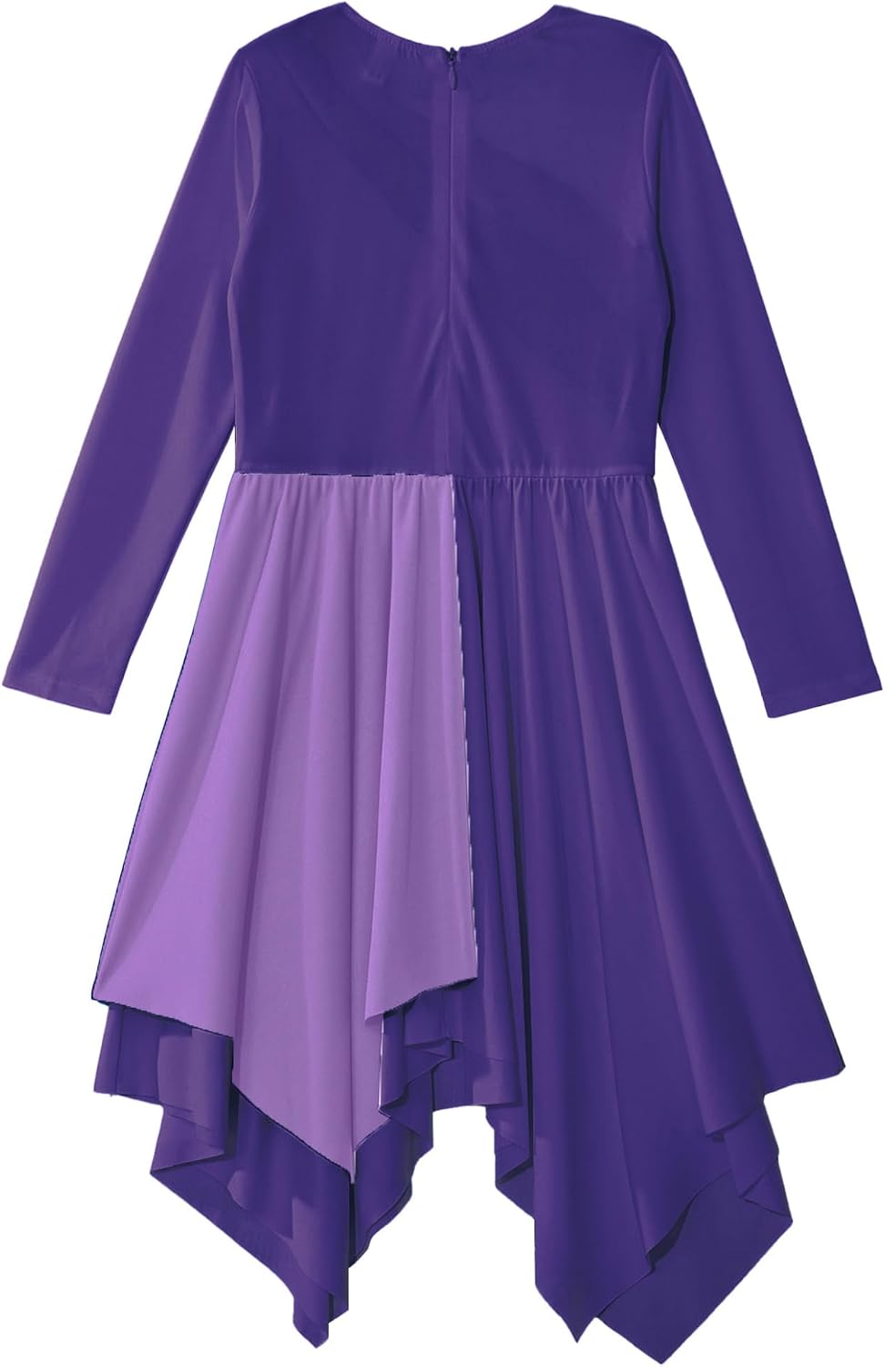 Long Sleeve Praise Dance Dress for Girls Metallic Liturgical Worship Dance Costumes Asymmetrical Church Robe Tunic