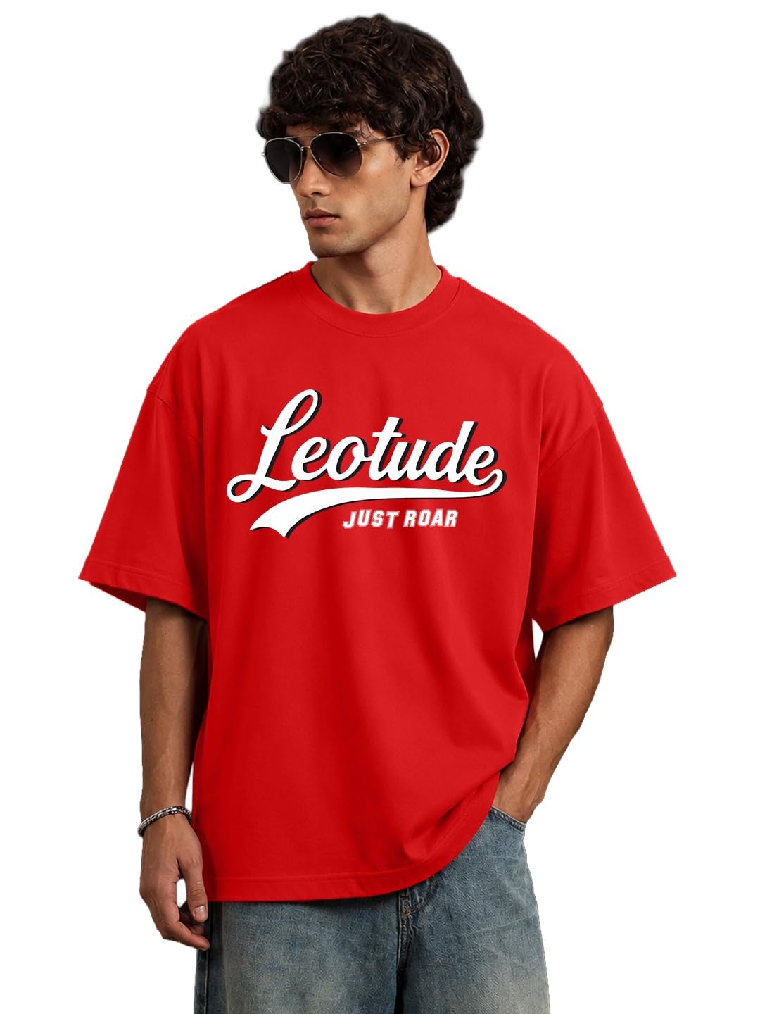 leotude Men's Half Sleeve Round Neck Cottonblend Graphic Print Oversized Tshirt for Man-picture-12