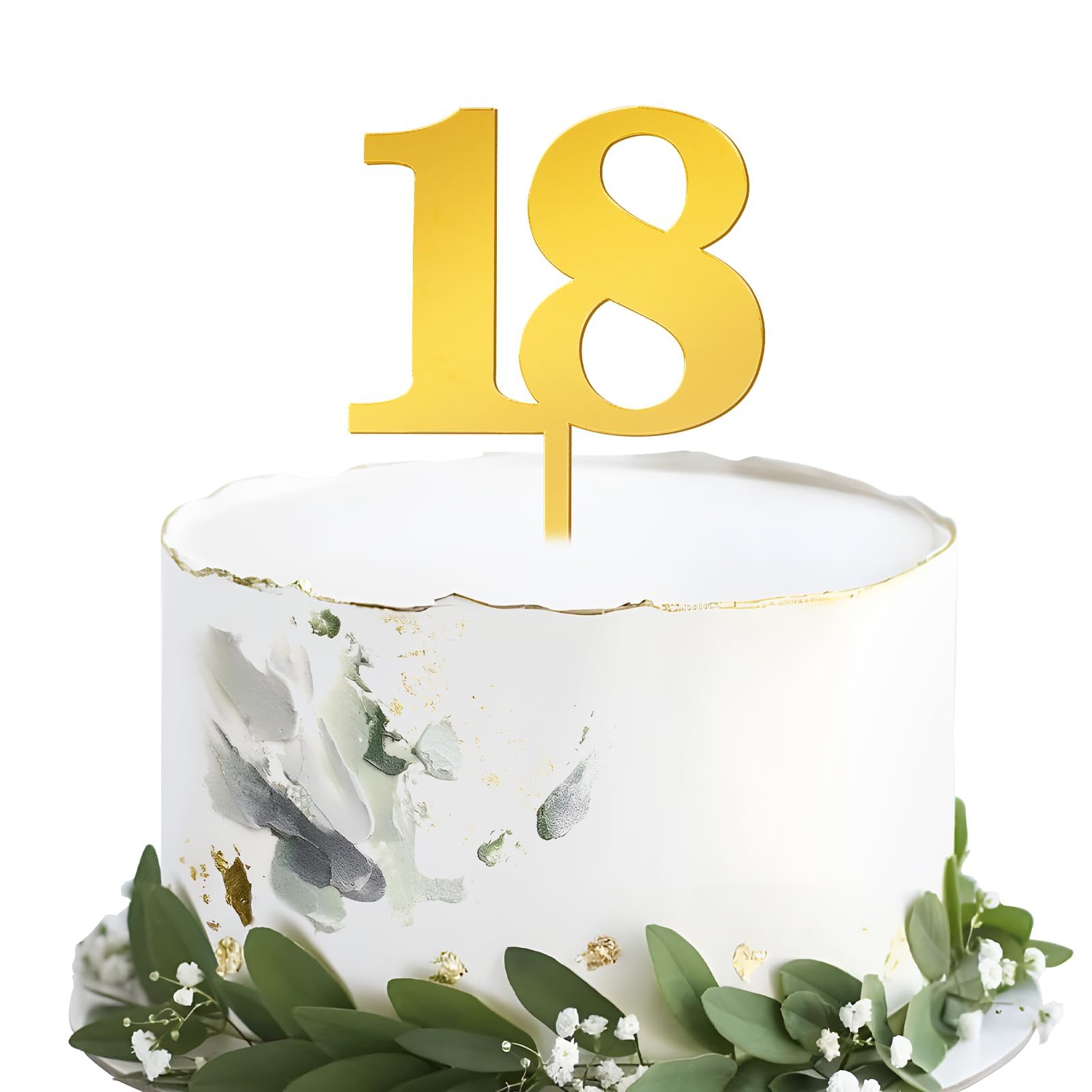 18. Geburtstag Cake Topper In Schwarz-Gold - Glitzer-Deko Für Die Torte