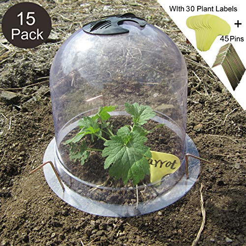 Syitcun Plant Covers Winter 15 Pack Dome Plant Cloth Covers Freeze Protection Reusable Greenhouse Plastic For Outdoor Plants From Animals(8" Diam. X 7" Height) #TOP1