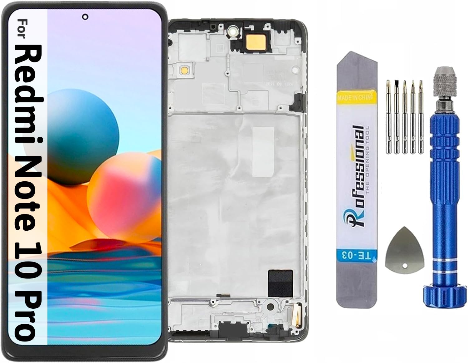 It'Go Full INCELL Display per Xiaomi Redmi Note 10 Pro LCD Schermo di Ricambio Touch Screen con Strumento Nero con Telaio di Alta Qualità