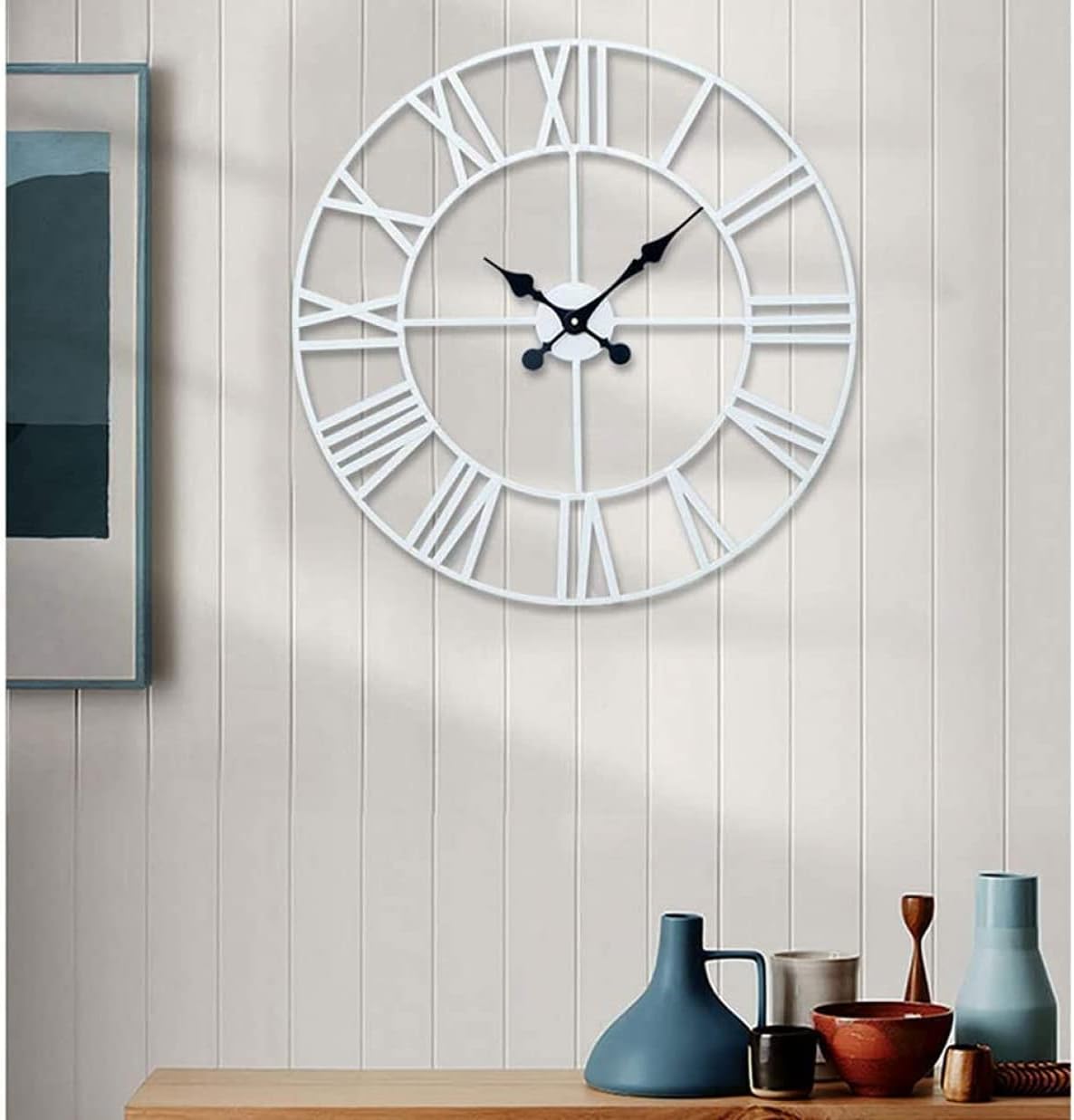 qiuqiu Garden Clock Weatherproof Outdoor, Retro Forged Roman Numeral Iron Art Wall Clock Wall Clocks Outdoor Indoor Outdoor Decoration Wall Clock Outdoor Clock Decorative Wall Clock Metal