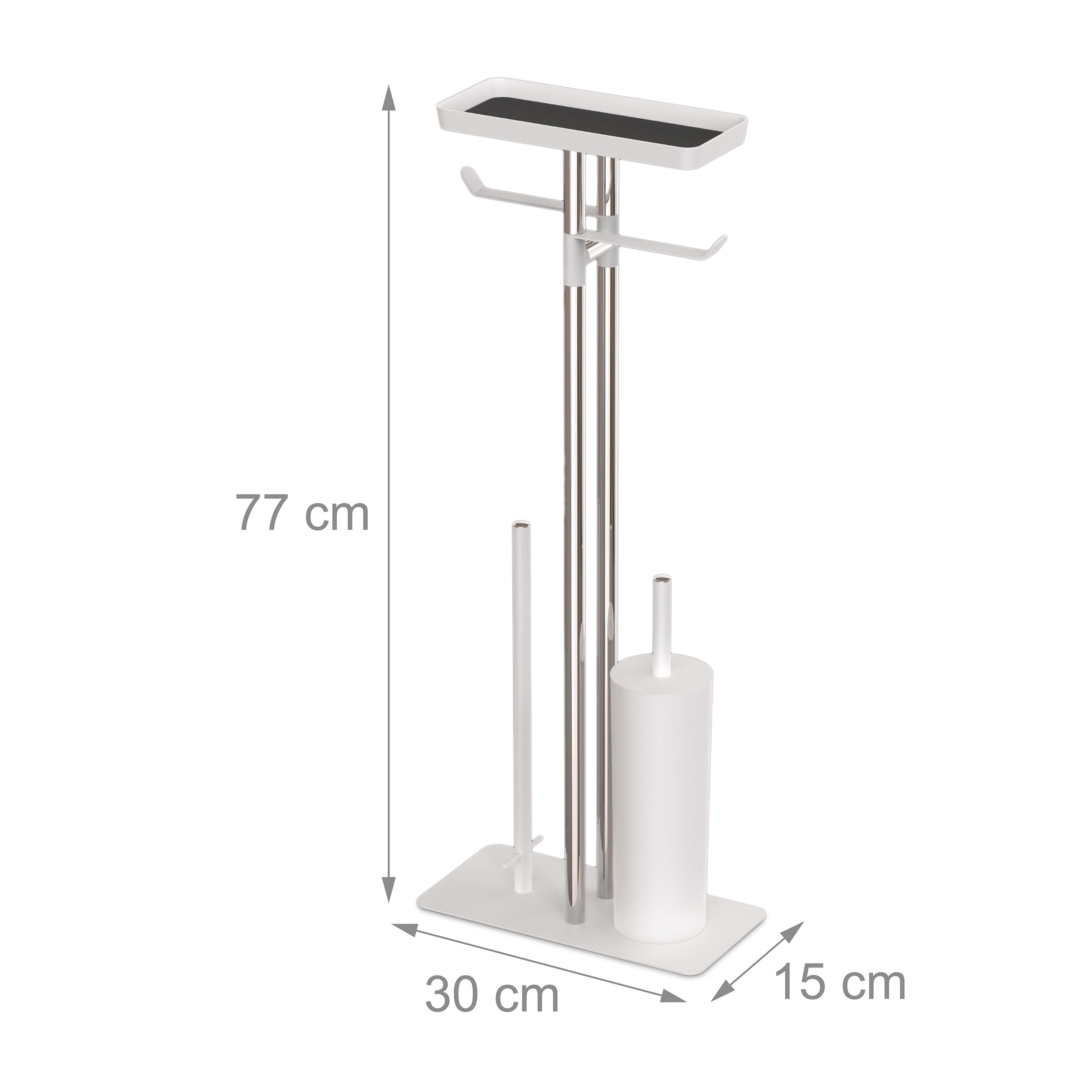 Juego de baño Relaxdays, Acero Inoxidable, con Estante y portarrollos, Independiente, 3 en 1, HBT: 77 x 30 x 15 cm