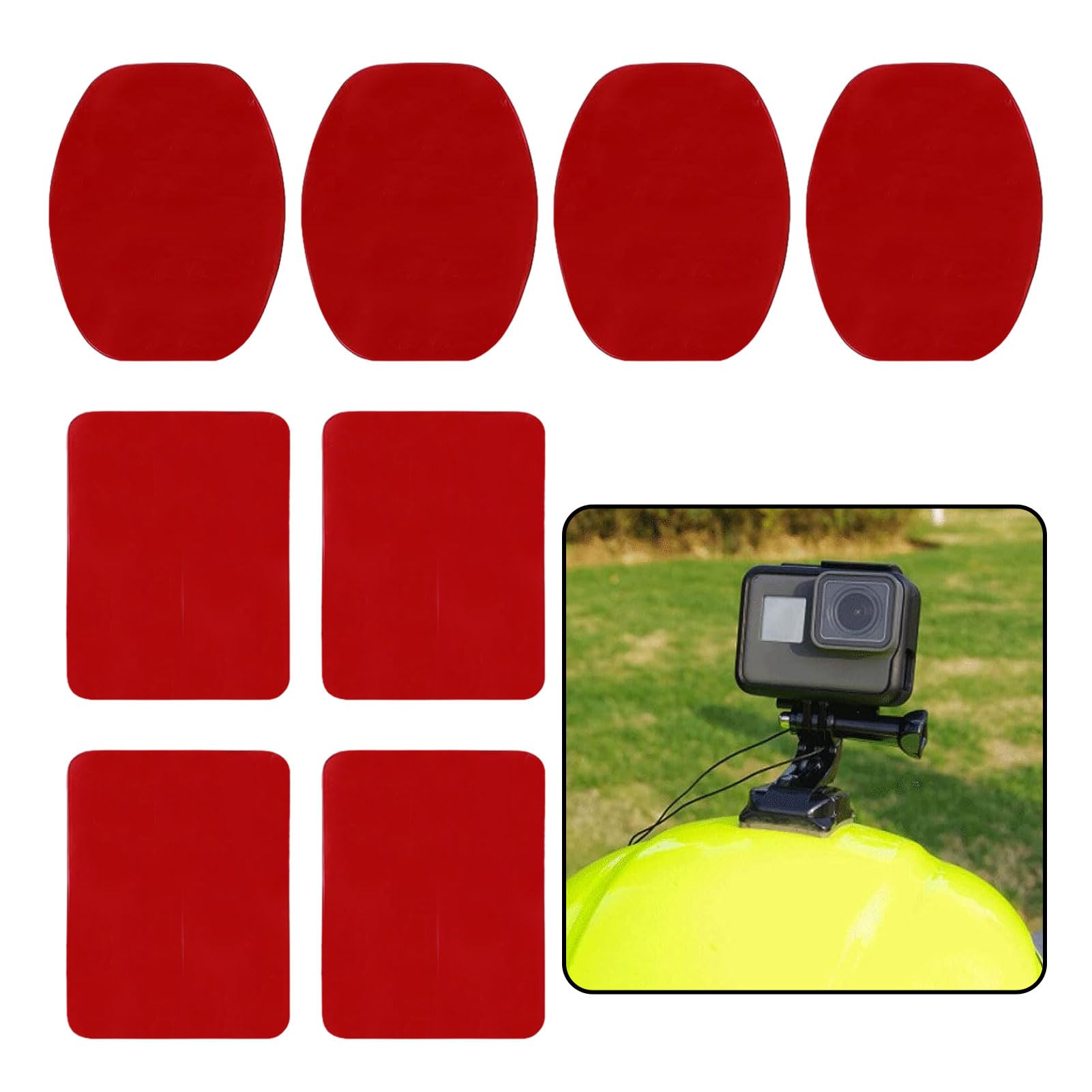 3M Dash Cam Sticky Pads,8Pcs Sticky Pads Adhesive Mount,Double Sided 3m VHB Pads,Helmet Mounts for Action Cameras and Dashcams(Red)