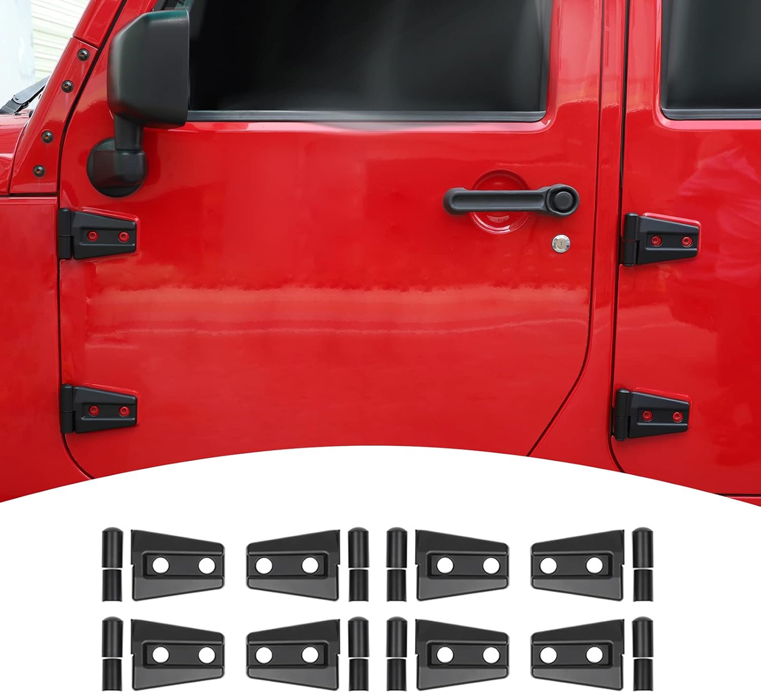 8PCS Door Hinge Covers Protector for 2007-2018 Jeep Wrangler JK JKU 4-Door (Matt Black)