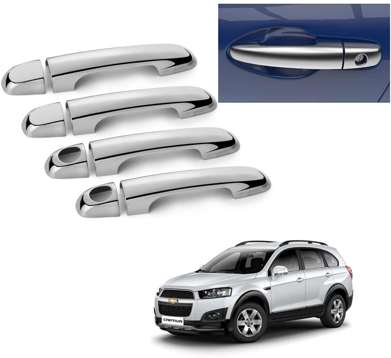 AUTOADDICT Auto Addict Car Chrome Handles Door Latch Cover for Chevrolet Captiva