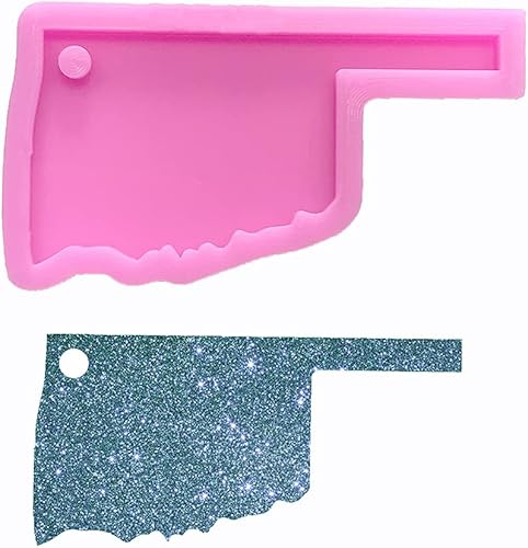 Miniatura 1 de Moldes de silicona brillantes con forma de mapa de Oklahoma para manualidades, llavero, molde de arcilla polimérica, collar, colgante epoxi,