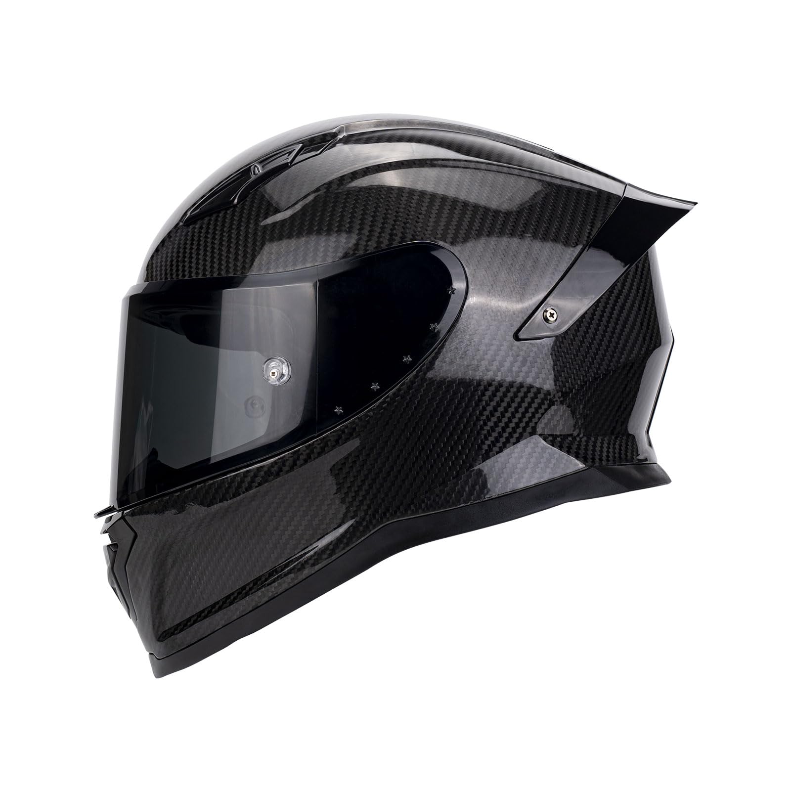 Carbon Fiber Full Face Motorcycle Helmets with Spoiler Sport Touring Street Motorcycle Helmet - Bluetooth Ready Speaker Pockets