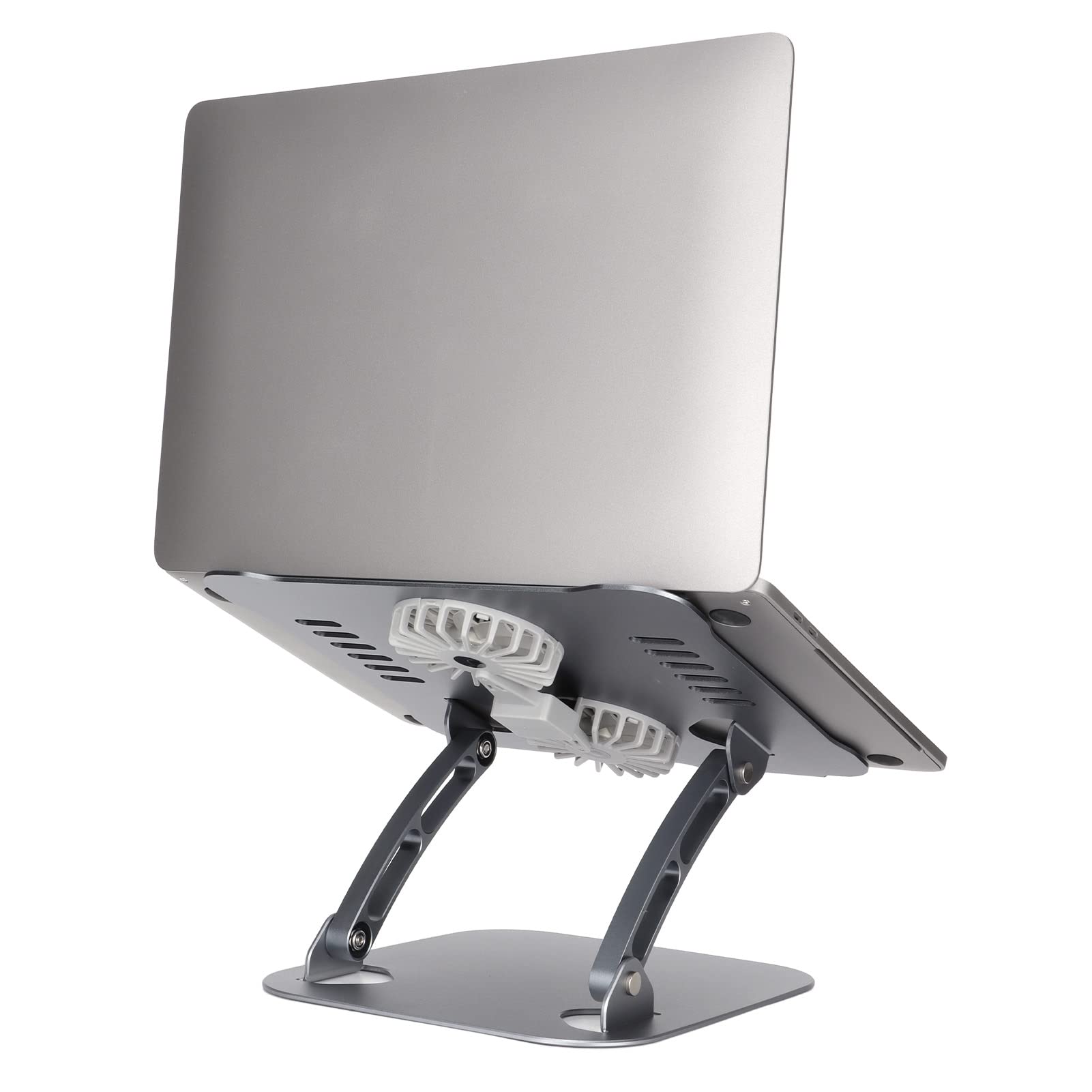 Acouto Supporto Portatile con 2 Ventole di Raffreddamento, Base Pieghevole in Lega di Alluminio per Computer da 10 a 17,3 Pollici (Spazio grigio)