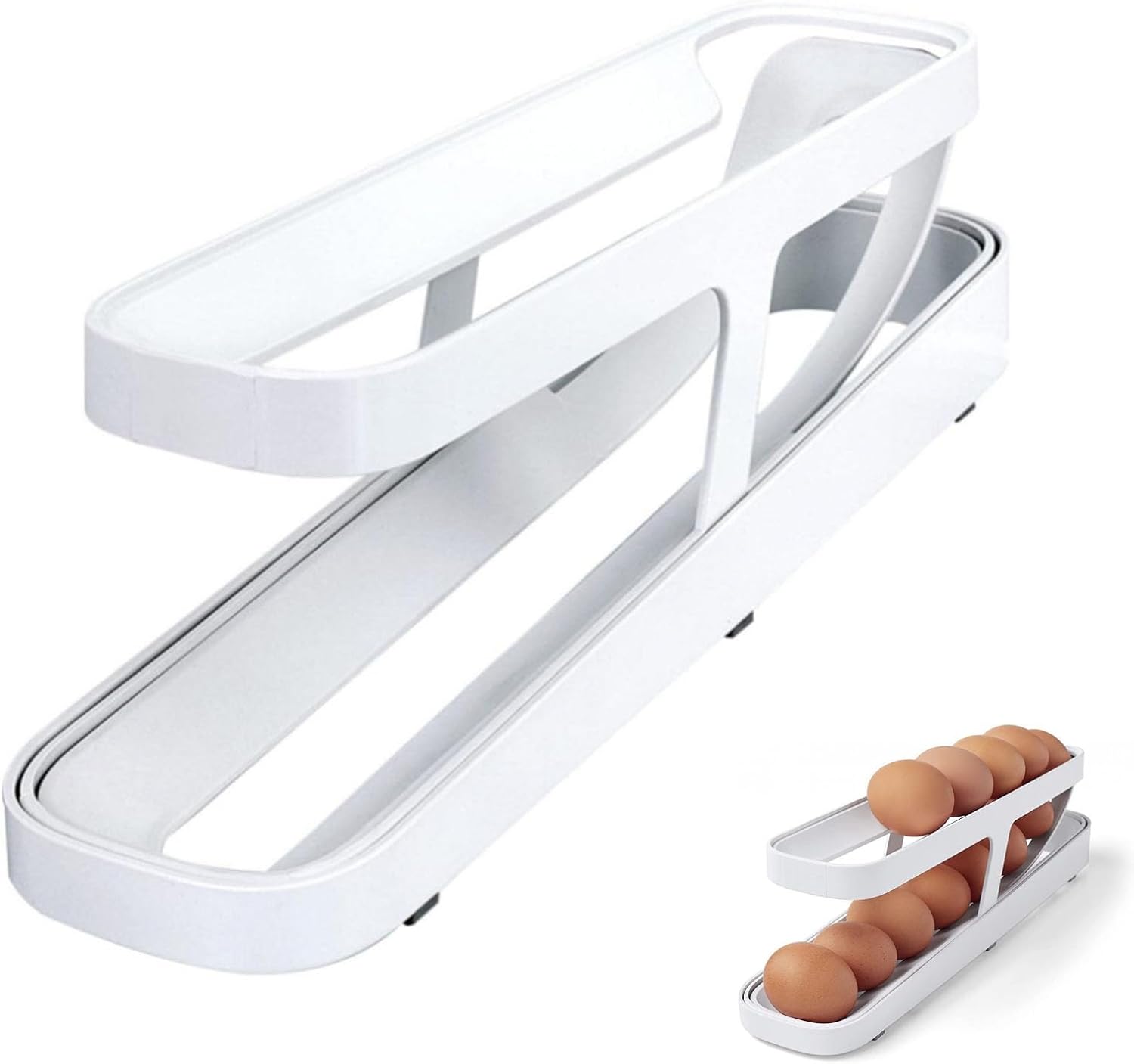 EGYMEN 4-Tier Auto-Rolling Egg Dispenser For Fridge, Space-Saving, Holds 30 Eggs, Durable