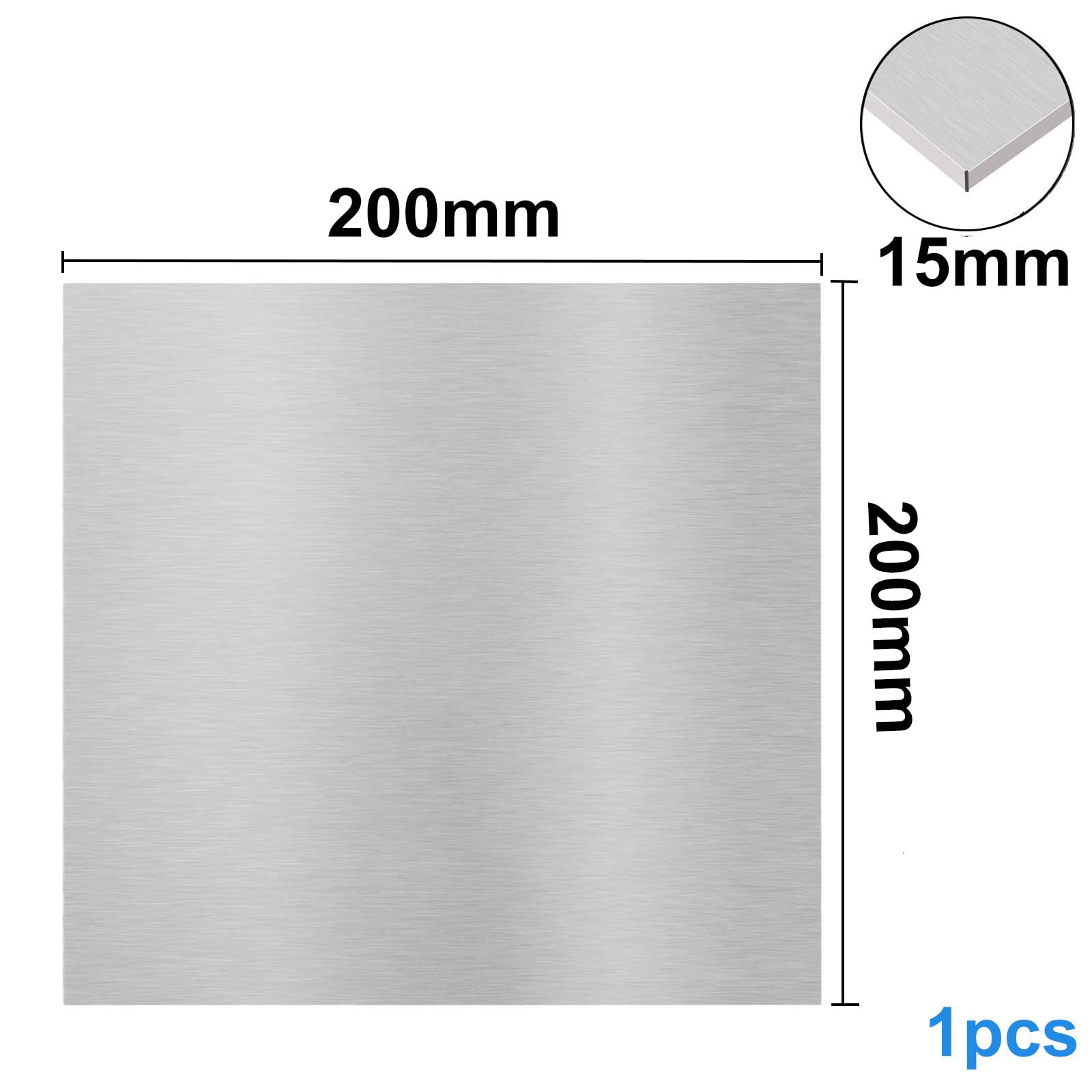 COYOUCO Lamiera di Alluminio 1Pcs, Lastre di Alluminio Lamiera di Lamiera da 15 Mm con Pellicola Protettiva per La Lavorazione, Calibro 6061,200x200mm