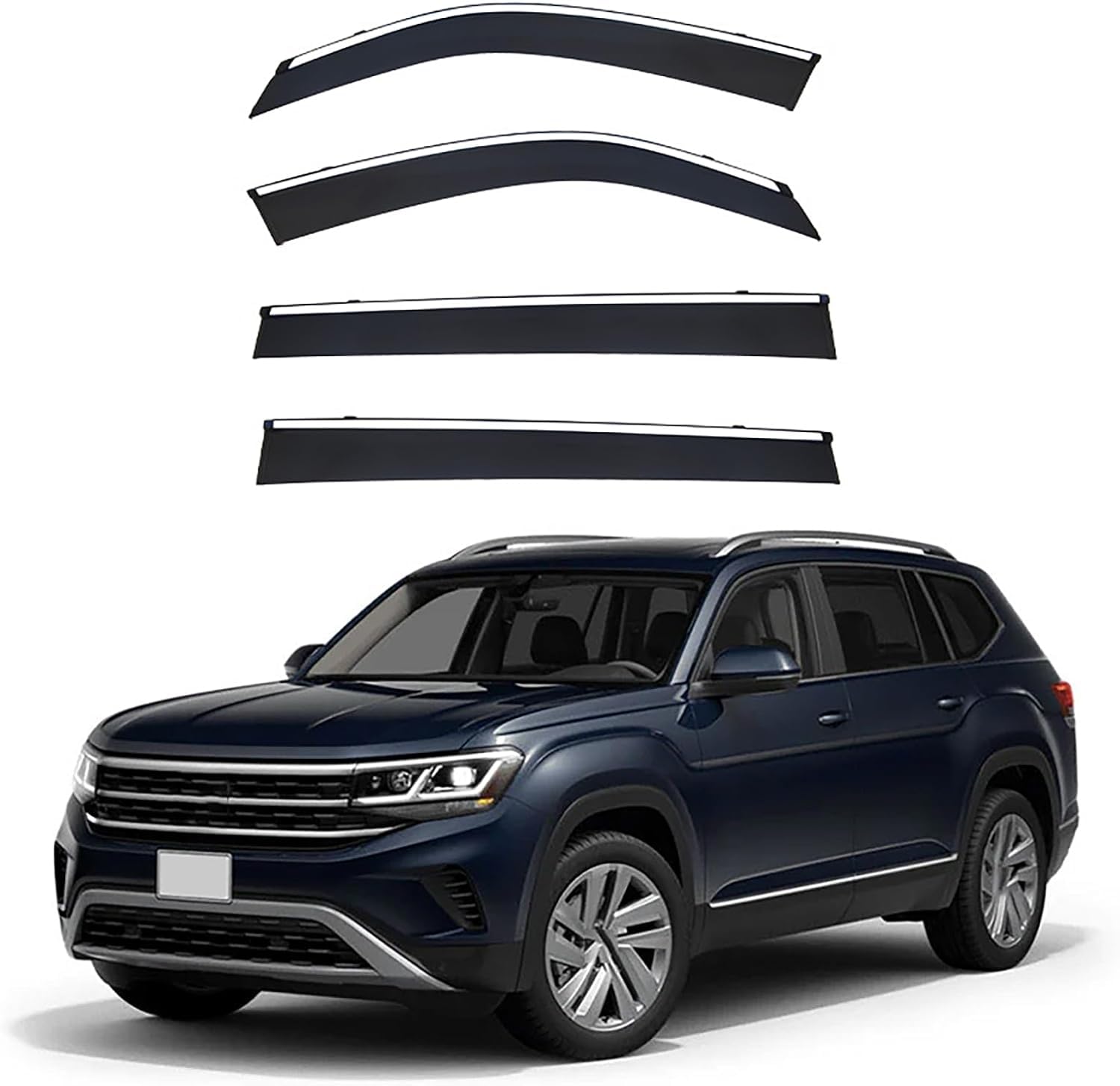 FengXH Window Deflectors for VW Teramont MK1-CA1 2017+ - 4pc Smoke Tint, Waterproof, Noise Reducing.