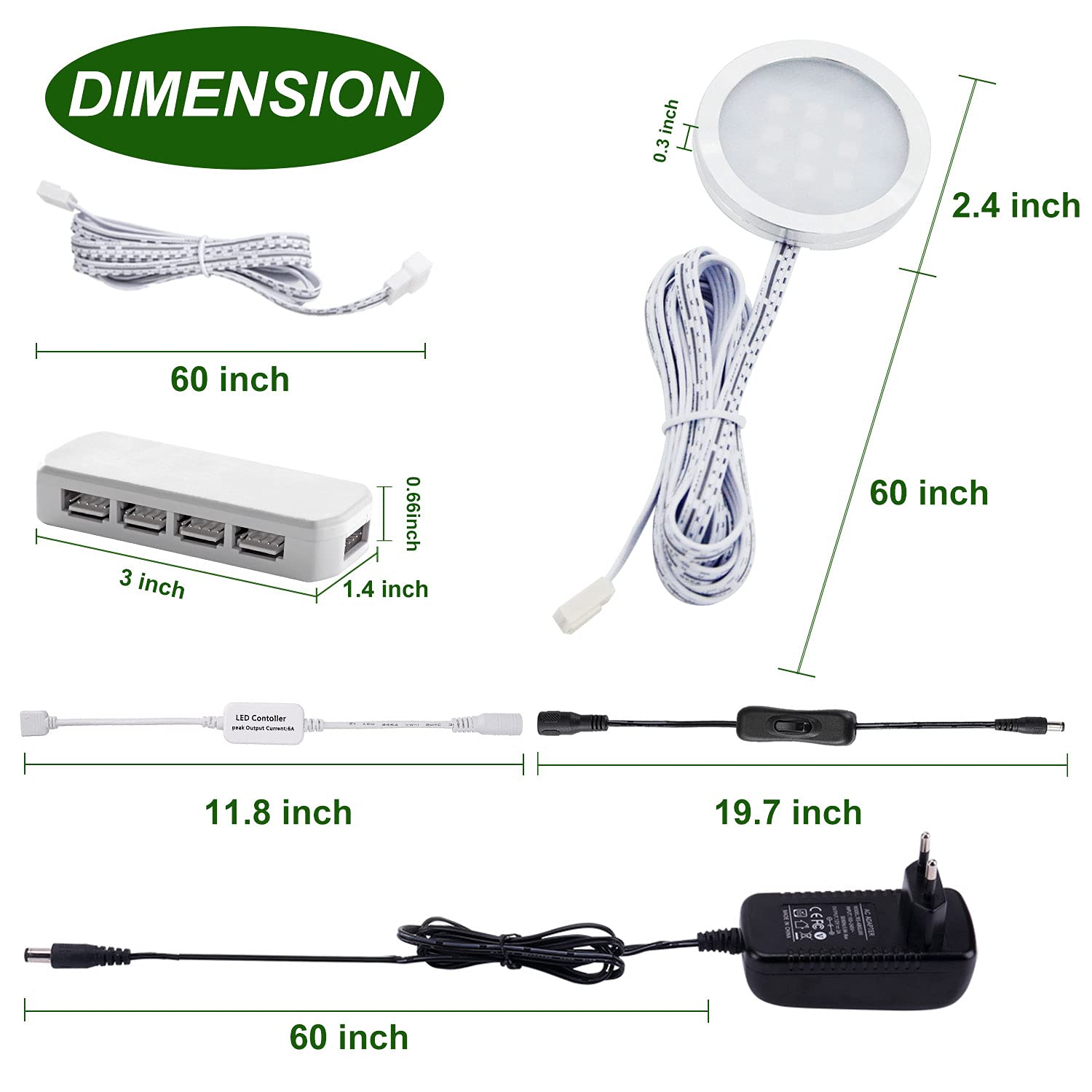 AIBOO RGB che Cambia Colore LED Sotto Il Kit di Illuminazione Dell'armadio, Luci LED A Disco Ultrasottili, Luci Dell'armadio Guardaroba per La Decorazione Dell'atmosfera Natalizia(Confezione da 8)