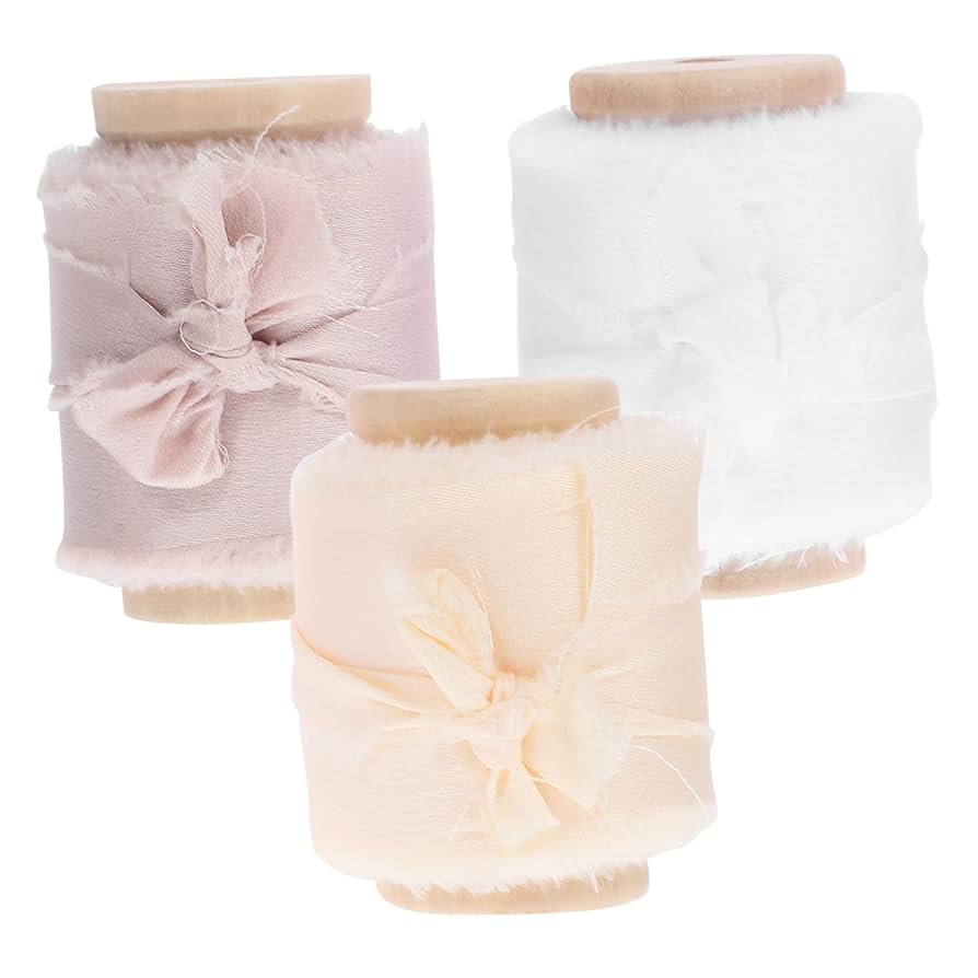 Amazon | Lurrose ロール3個 破れた生端リボン 装飾フリンジ