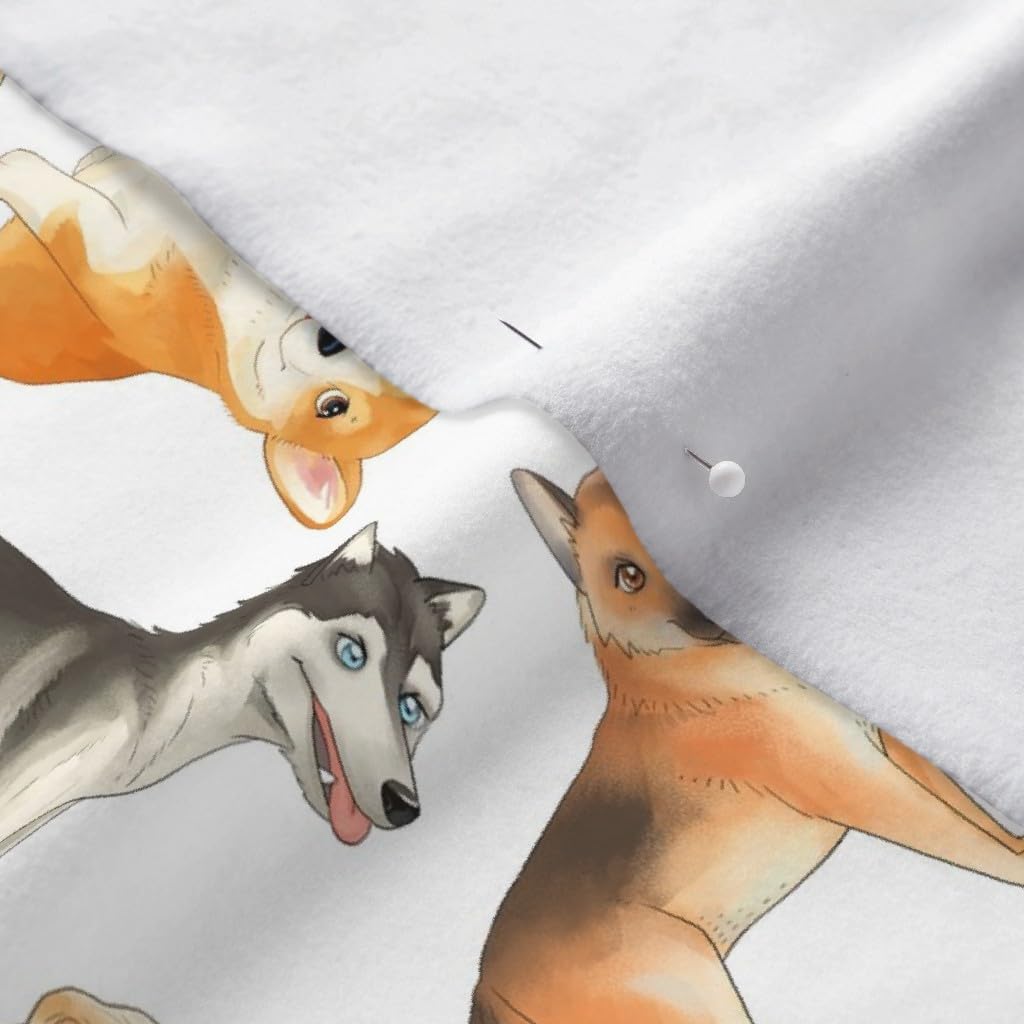 Spoonflower Fabric - Dogs Pattern Labrador Corgi Rottweiler Pug Beagle Dalmatian Boxer Printed on Polartec(R) Fleece Fabric by The Yard - Sewing Blankets Loungewear and No-Sew Projects