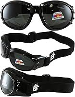 Vista 7 de Birdz Eyewear Eagle - Gafas de seguridad acolchadas para motocicleta, 2 pares, marco negro con lentes ahumados transparentes y polarizados, gafas
