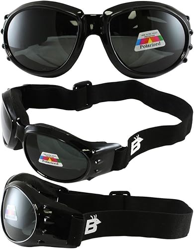 Miniatura 7 de Birdz Eyewear Eagle - Gafas de seguridad acolchadas para motocicleta, 2 pares, marco negro con lentes ahumados transparentes y polarizados, gafas de