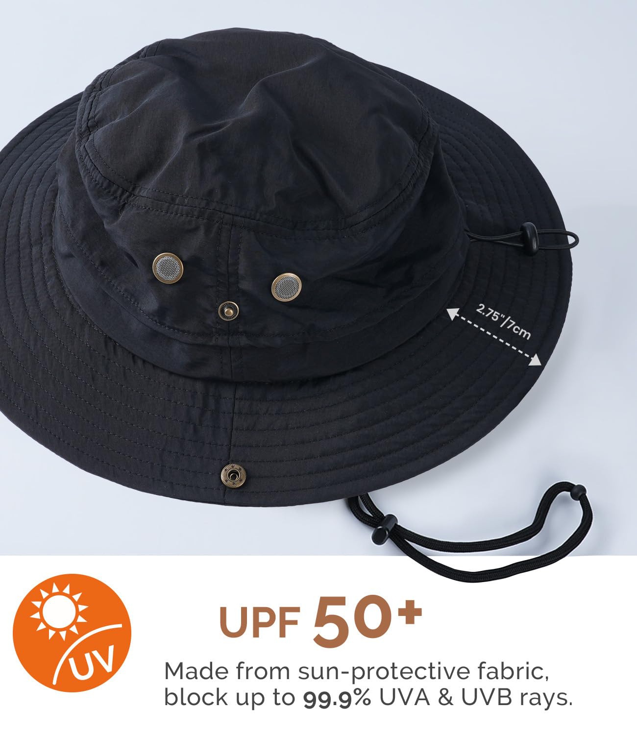 Hat Hut Mens Waterproof Bucket Rain Hat, UPF50+ Sun Hat, Wide Brim, Packable, All-Weather Outdoor Hiking Fishing Hats - 3