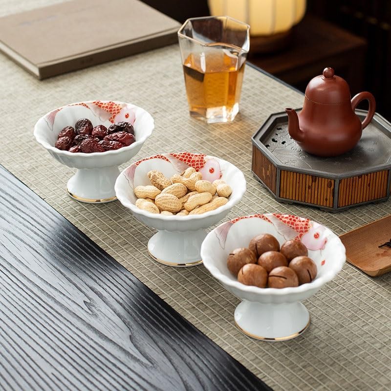 Ceramic High Legged Fruit Platter in The Afternoon Snacks Dried Fruits Were Placed on Trays