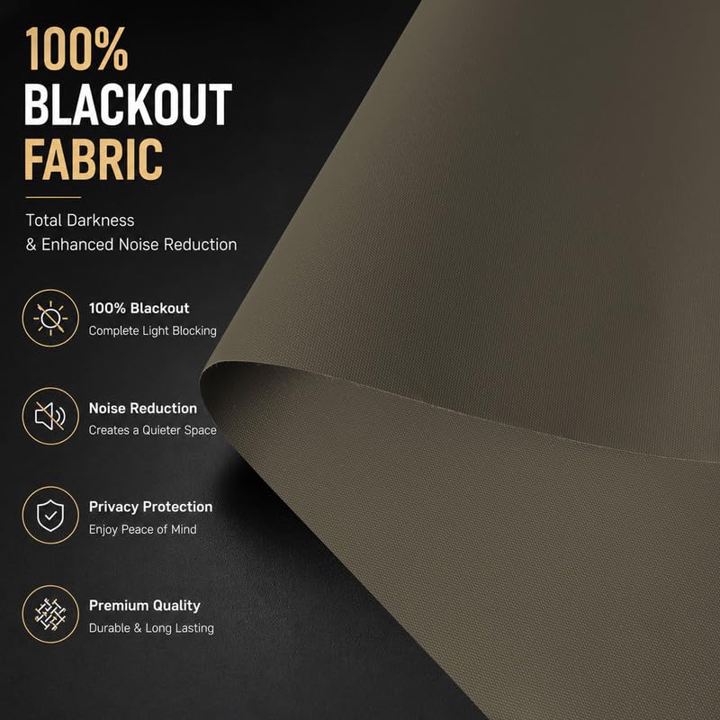 Image of 100% Blackout Roller Blind for Windows|Room Darkening & Privacy Protection Window Shade Blinds|Home, Bedroom, Living Room & Office|Taupe Brown, 3X9 Feet, Pack of 1