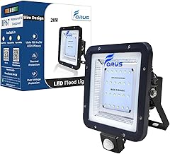 Forus 20W LED Outdoor Flood Light with Motion Sensor, 8-15ft Detection, Day-Night Dual Mode, Auto On/Off, IP67 Waterproof, 5-Year Warranty, Security Light for Factory, Shop, Garden, Yellow -1PC