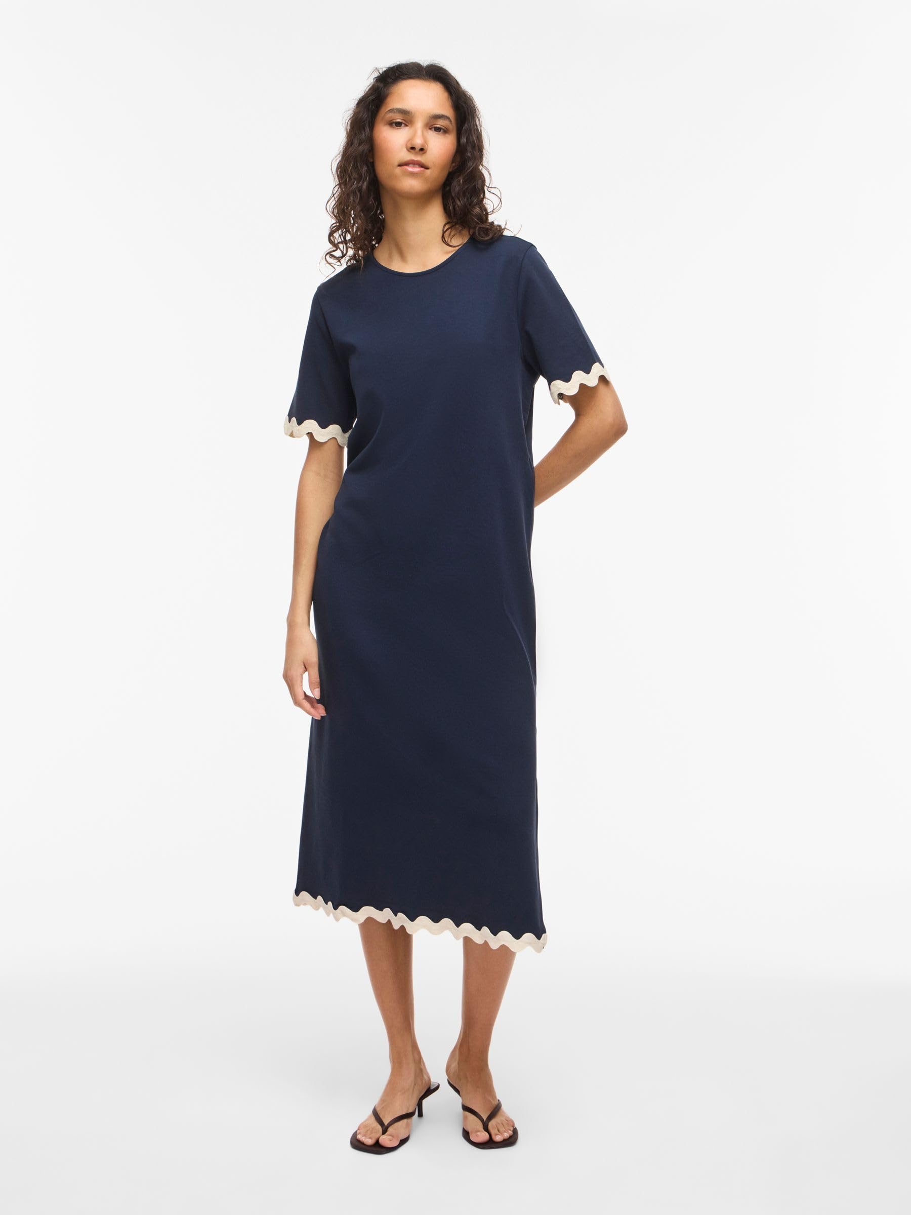 Vila Vicalisa O-Neck S/S Midi Dress/R/1 Vicalisa - Vestido de Cuello Redondo S/S Midi Dress/R/1 Mujer (Pack de 1)