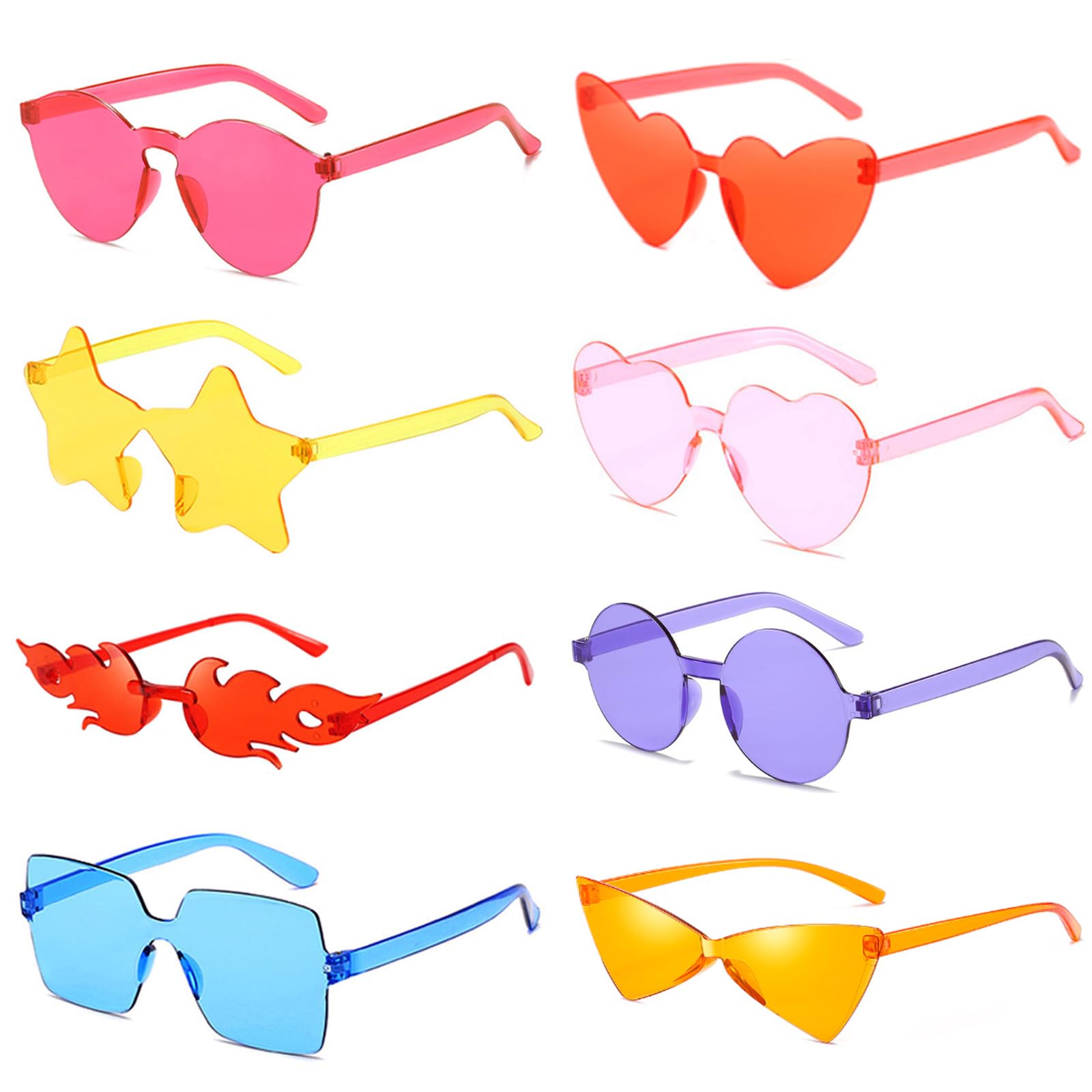 Matcheck 8/12/16 Mixed Style Rimless Sunglasses Retro Colored Party Glasses Candy Bachlor Photoshoot Costume Accessories