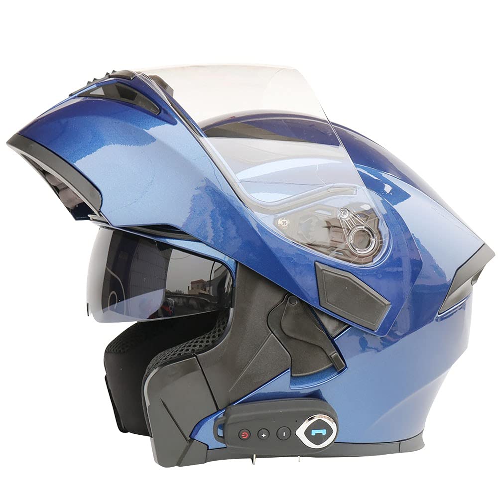 DYOYO Bluetooth Modular Motorbike Motorcycle Helmets, Dual Anti-fog Visors Full Face Helmet, ECE Approved Flip Up Front Helmets, Built-in Mp3 FM Radio