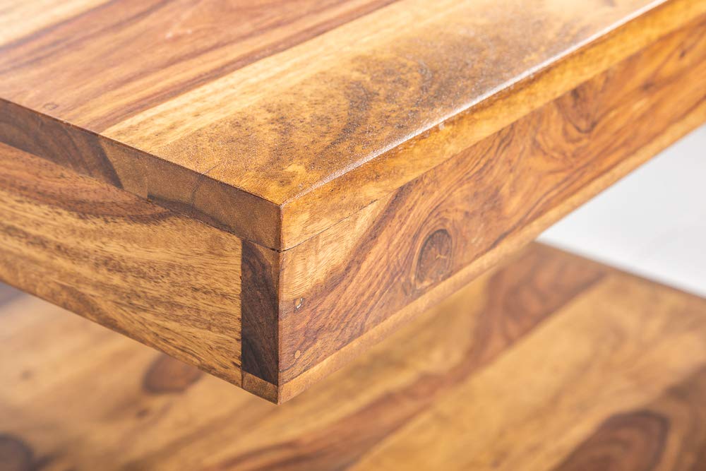 Couchtisch GIANT 60cm - natur - Sheeshamholz - handgefertigt robust | Montiert, massiv, Stauraum, als Beistelltisch nutzbar, individuelle Maserung, Unikat, Ablagefläche