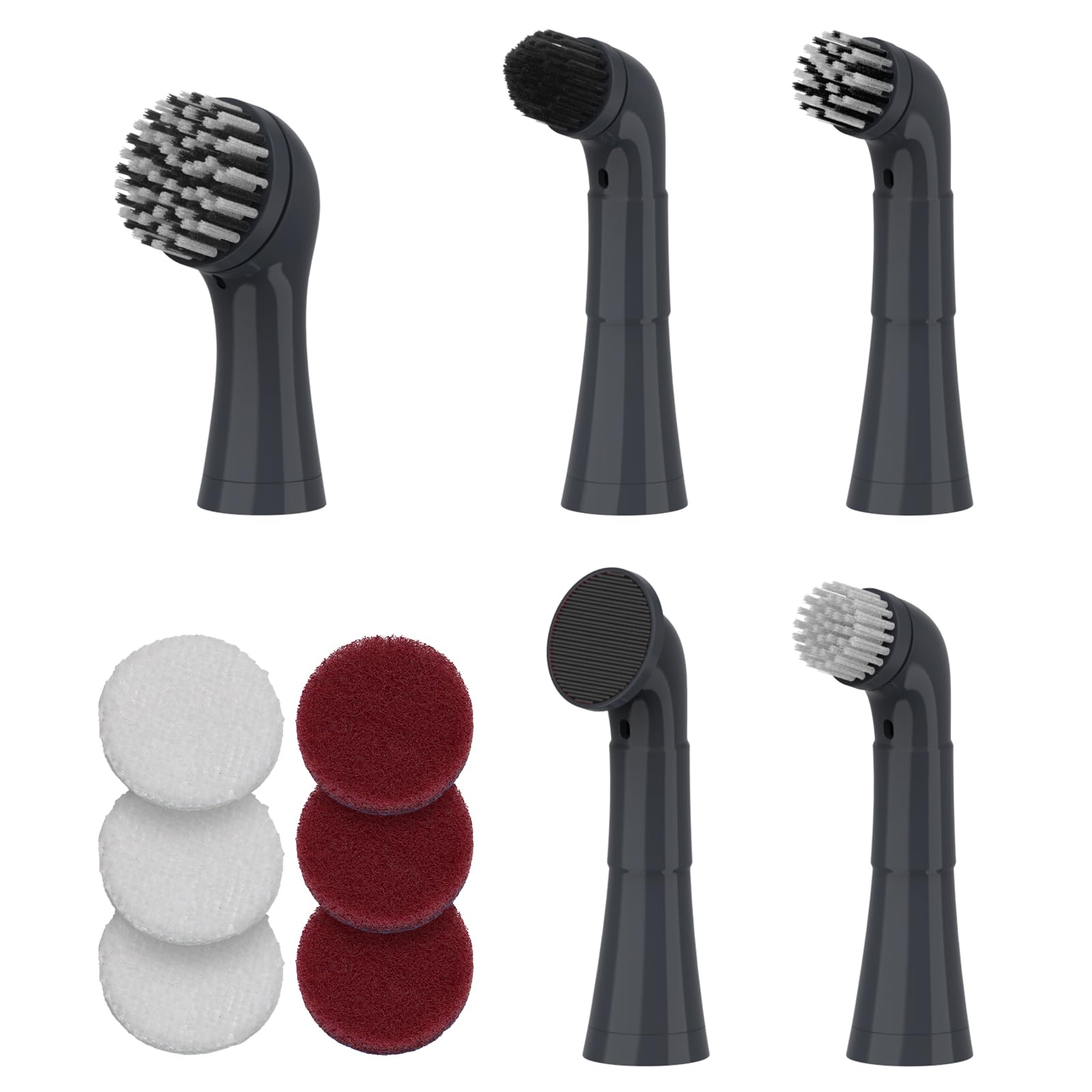 LifeBasis Replacement Brush Head Set for LifeBasis Electric Cleaning Brush, Only with 5 Replaceable Cleaning Brush Heads & 6 Cleaning Pads, for Cleaning Shower, Sinks, Kitchen Corners, Tile, Grout