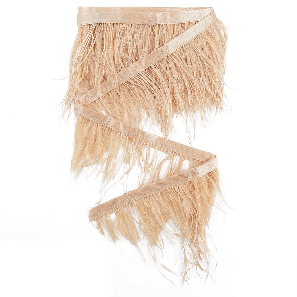 Sowder - Struisvogelveren franjes met satijnen lint - Voor naaien, handwerk, decoratie, jurk, vermomming - 1,8 m