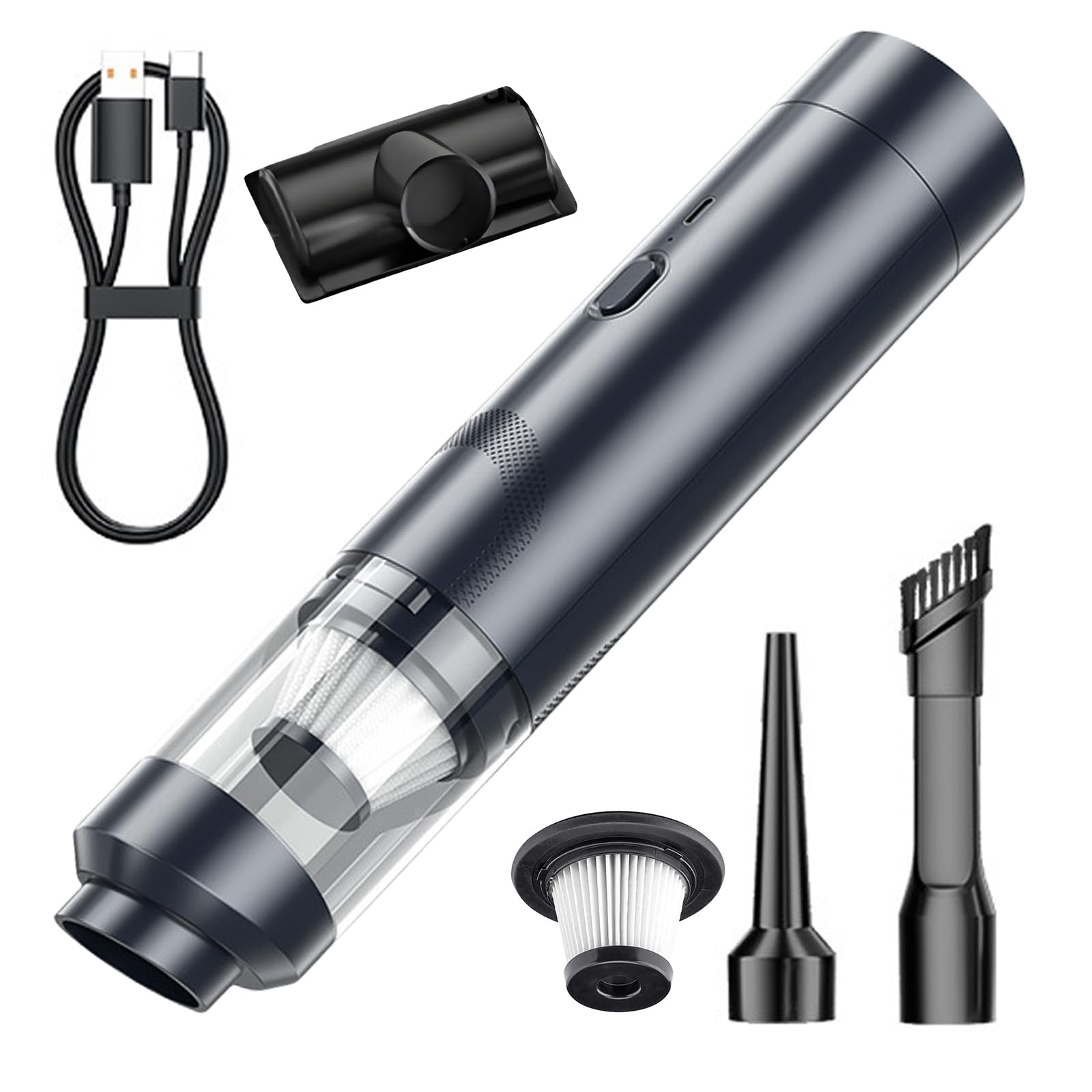 GOEDCH Aspirateur à main : aspirateur de voiture sans fil, mini aspirateur portable 13000 Pa avec charge rapide de type C, batterie