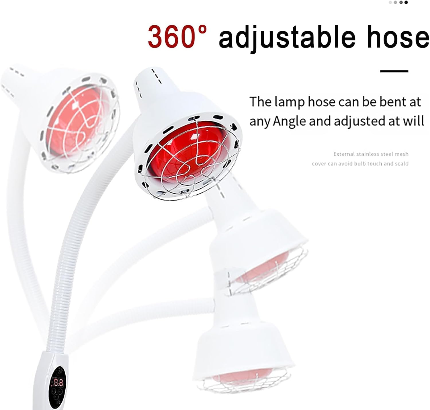 Lampada a Infrarossi Lontani Da Supporto, Lampada Termica a Luce Rossa a Infrarossi Da 275 W Con Copertura In Rete Antiscottatura, Regolazione Del Sollevamento, Temperatura Regolabile 0-115 Gradi