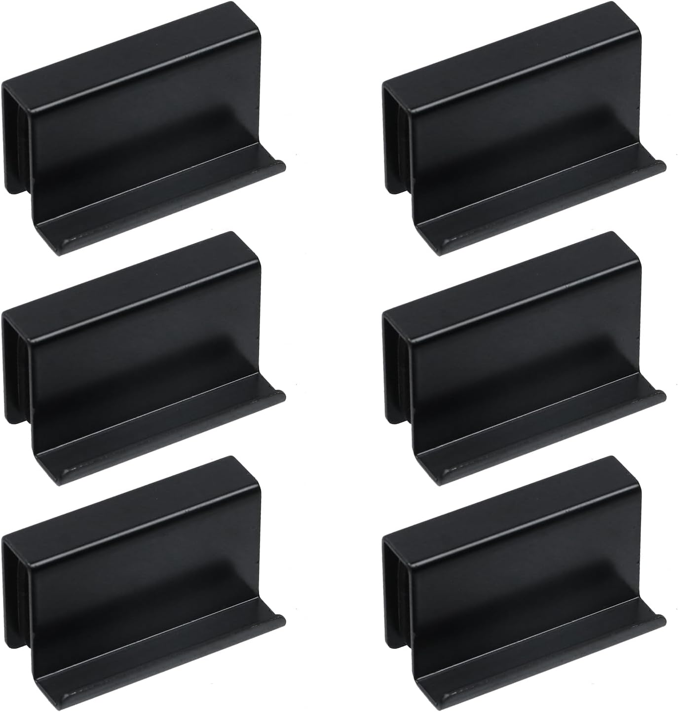 6Pcs 1.6" Glass Finger Edge Pull, Window Display Cabinet Door Clip Polished Chrome Glass Door Handle Clip Glasses Clip (Black)