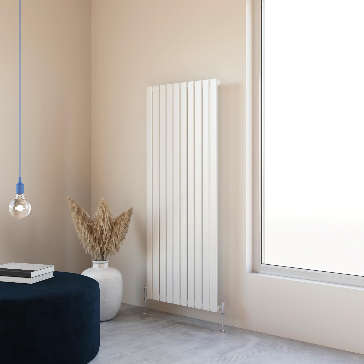 Flat Panel Radiator 1600x680mm Vertical Design Single Tall Upright White Central Heating Rad UK