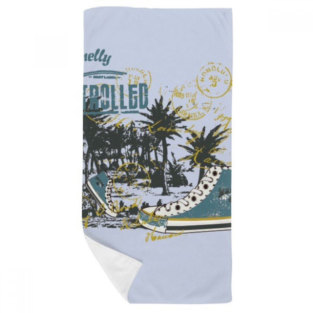 Serviette de bain doux 35x70cm multicolor motif cocotier
