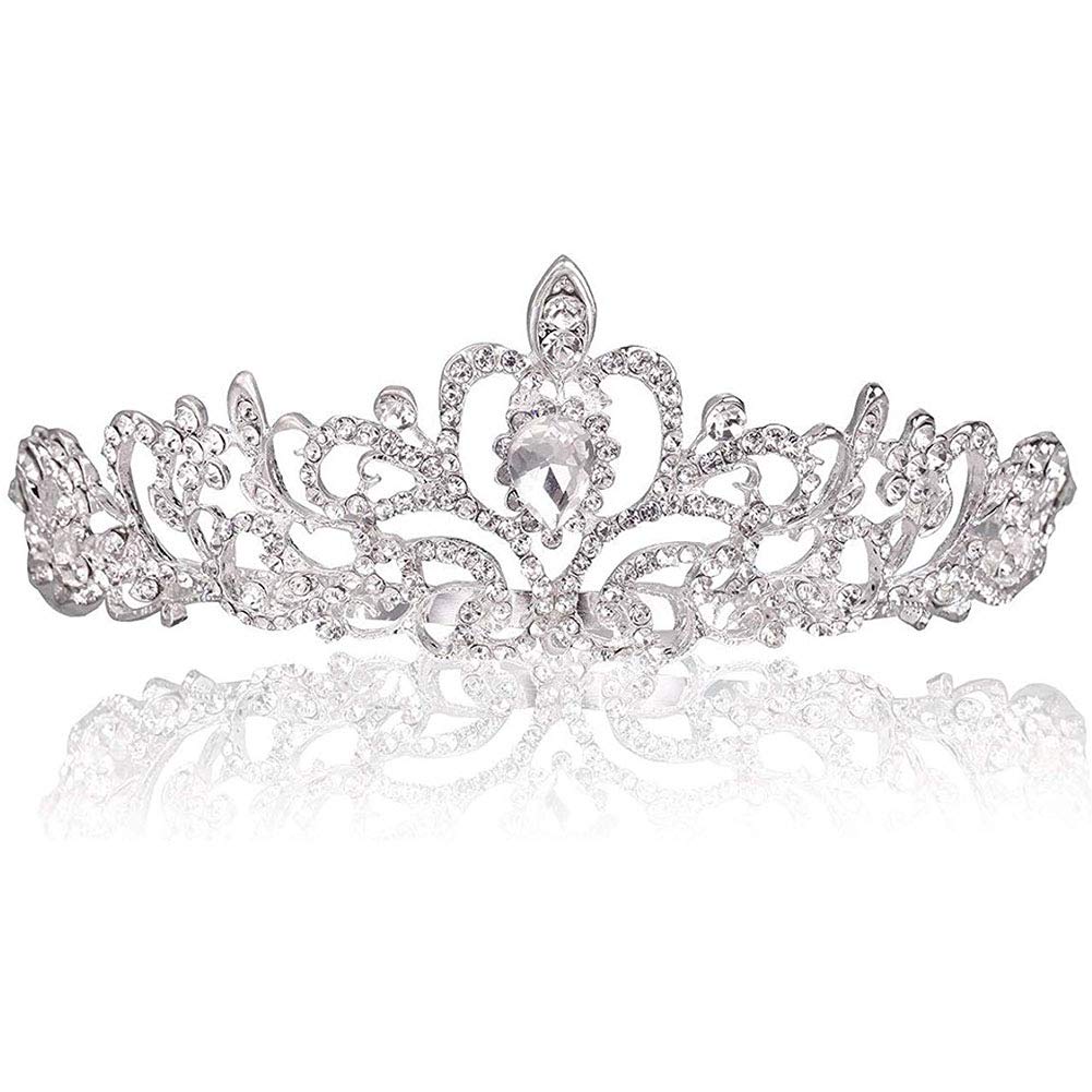 REYOK Tiara de Boda Novia Dama de Honor Corona Diadema Cristal Rhinestone Tiara Corona con Peine, Crystal Princess Headpieces Fiesta de cumpleaños Prom Accesorios para el Pelo para Novia Boda