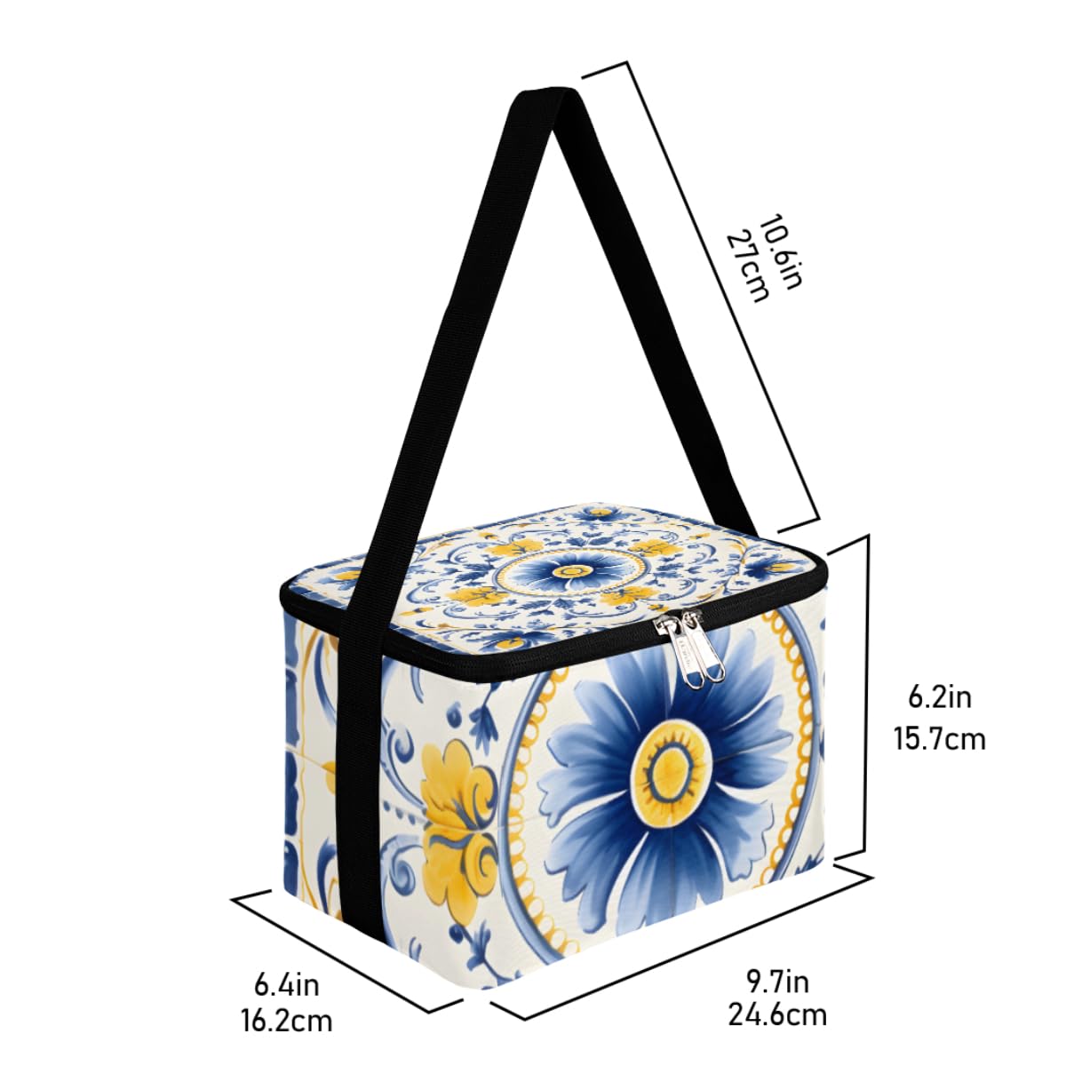 Lunch Bags for Women Men 9 Cans,Floral Texture Hot & Cold Food Delivery Bag Insulated Grocery Bag Insulated Lunch Box Mandala Cooler Bag for Office Work Picnic Beach