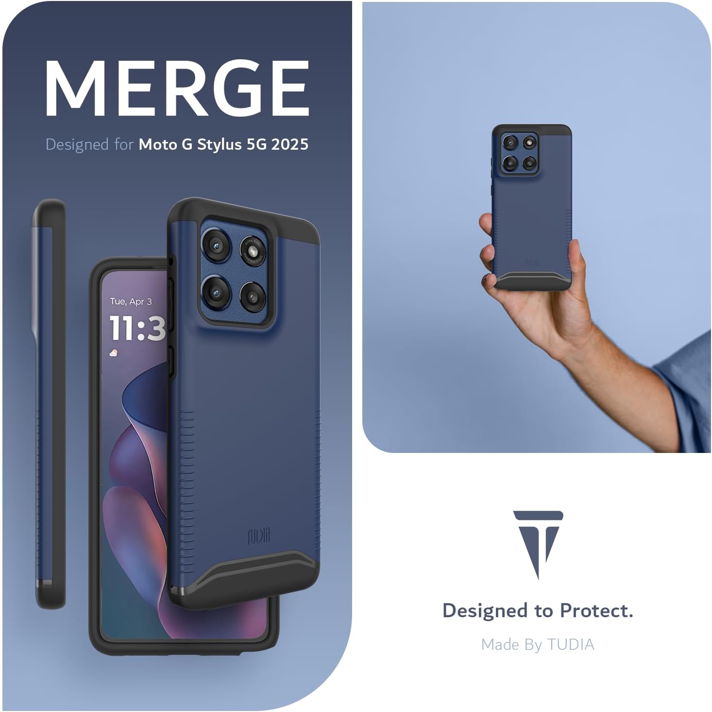 TUDIA Merge [Magsafe Compatible] for Motorola Moto G Stylus 5G 2025 Case - [Drop Tested] Dual Layer Moto G Stylus Cases Shockproof Slim Rugged Grip Heavy Duty Phone Cover - Indigo Blue