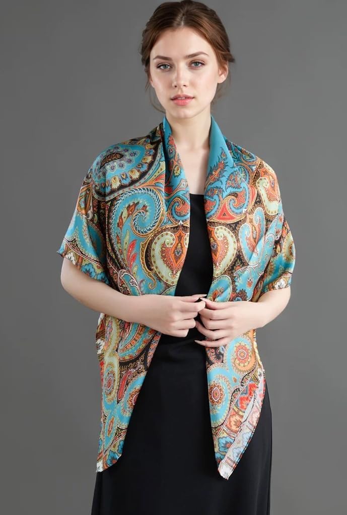 ANDANTINO 100% Silk Scarf 43" Large Square Lightweight Headscarf& Shawl–Women Hair Wraps-With Gift Packed - Image 3