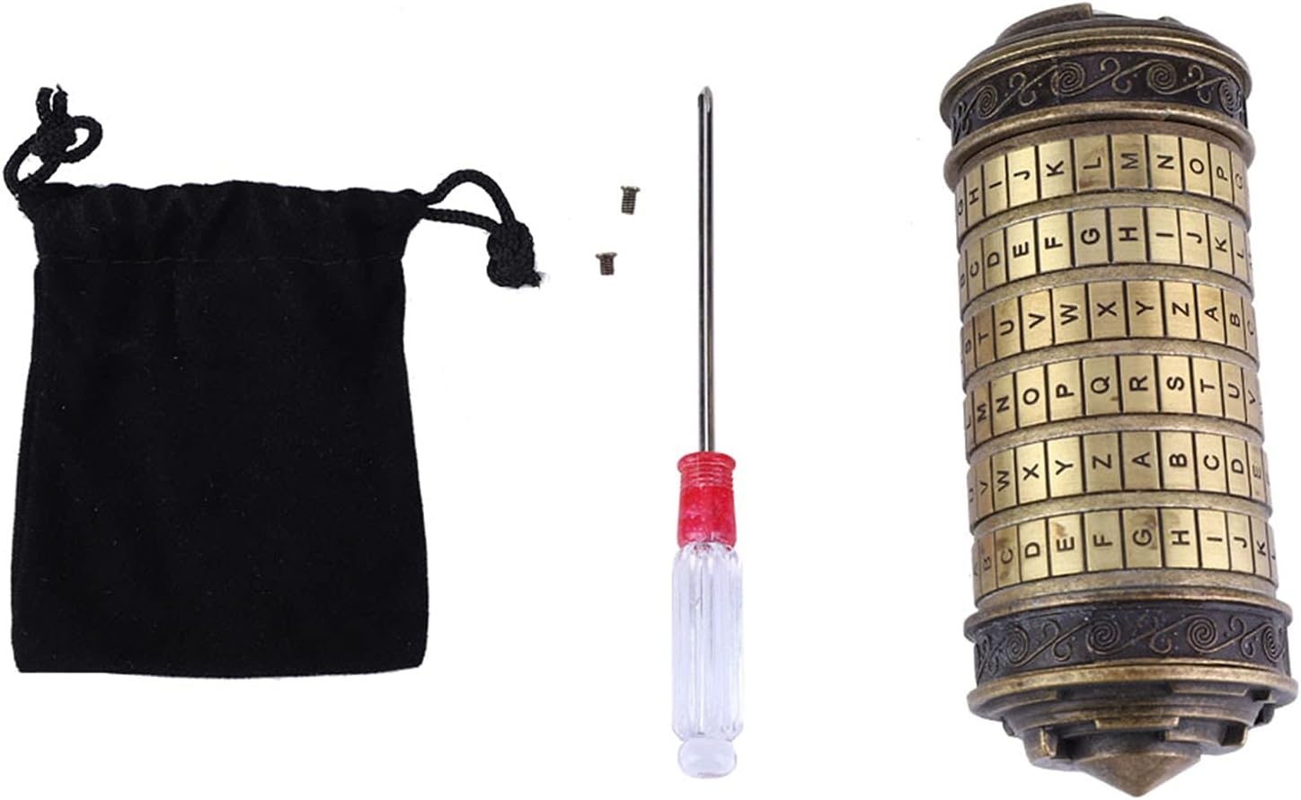 PUSOKEI Da Vinci Code Cryptex Lock Mini Cryptex Día de San Valentín Dinero Rompecabezas Caja Bloqueo para Rompecabezas Creativo Romántico Regalos de cumpleaños Material de Metal