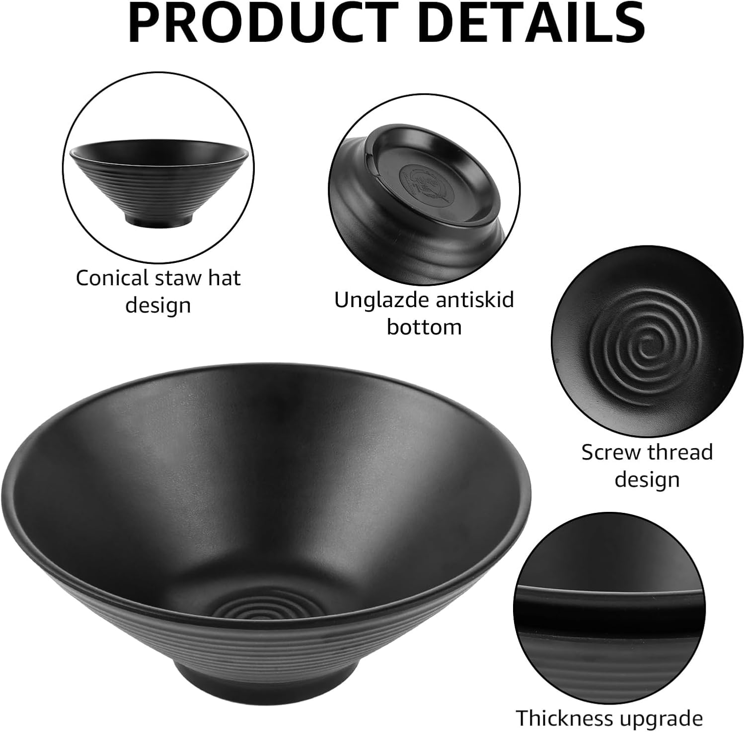 Zestaw 2 dużych japońskich misek ramenowych z pałeczkami i łyżką 1000 ml, miski na makaron i ramen z melaminy, zestaw ceramicznych misek ramenowych do Udon, sałatki, zupy Pho (1000 ml)