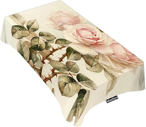 Moslion Mantel rectangular decorativo, vintage, Shabby Chic rosa floral 01, mantel para mesa de comedor, barbacoa, picnic, mesa de café, 60 x 84