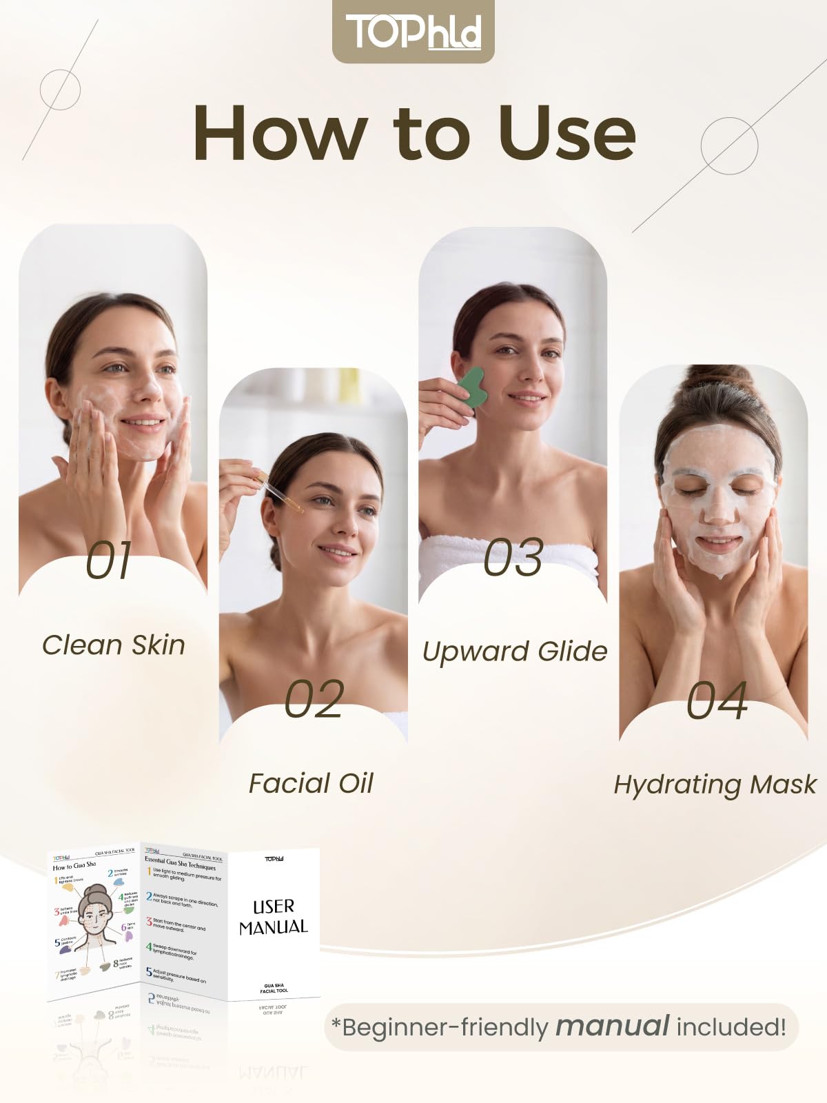 Gua Sha Gesichtswerkzeug - Grüner Stein Guasha Werkzeug für Gesicht, Hals & Körper - Gua Sha Werkzeug für Lymphdrainage, Schwellungen Reduktion & Triggerpunkt Linderung - Schönheit Hautpflege Geschenk