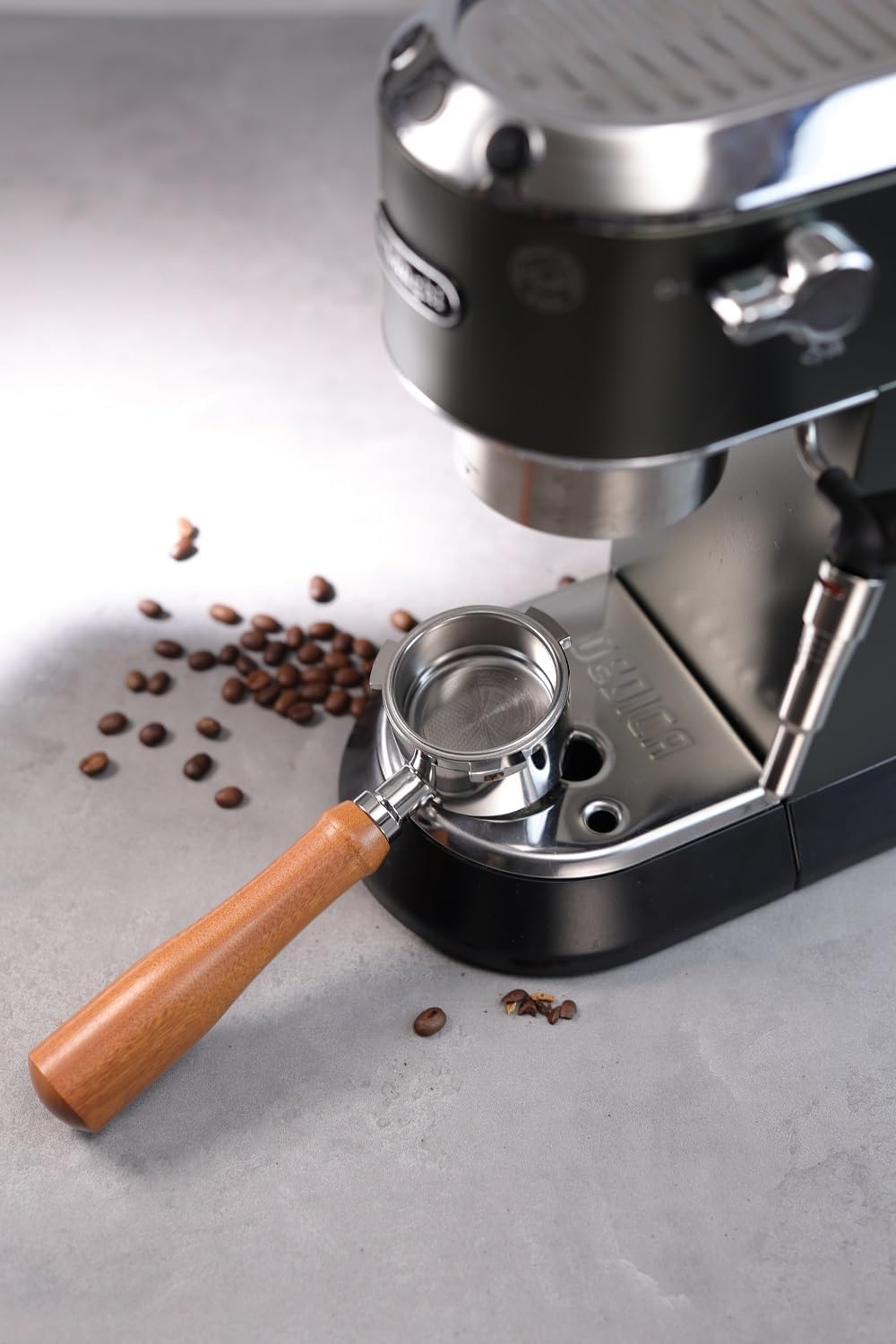 51mm Bottomless Portafilter 3 ears Only for Delonghi Dedica EC680/EC685/EC785/EC820/EC850/EC860 | with Filter Basket and Wooden Handle